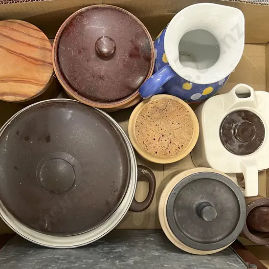 Box of Assorted Stoneware and Kitchen Storage etc
