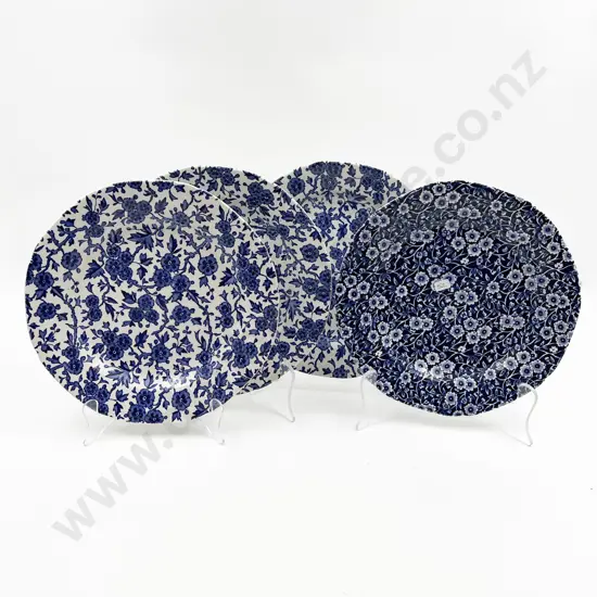 Four Blue and White Staffordshire Plates