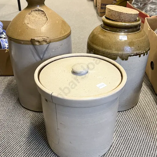 Three Assorted Stoneware Crocks