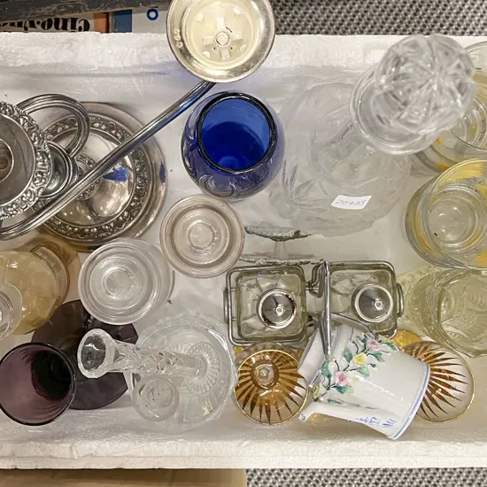 Box of Assorted Crystal and Glassware etc