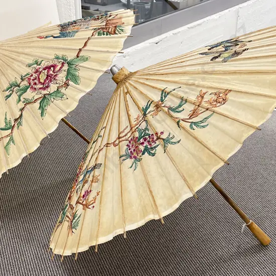 Pair of Vintage Rice Paper Parasol