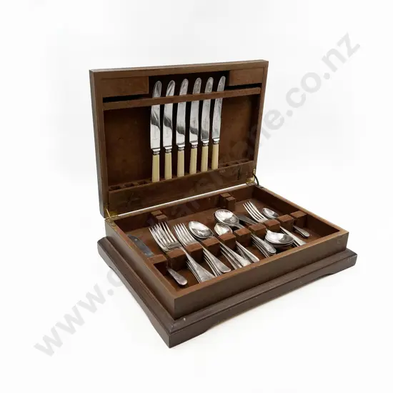 Small Quantity of Assorted Cutlery Including Bone Handled Knives and Canteen