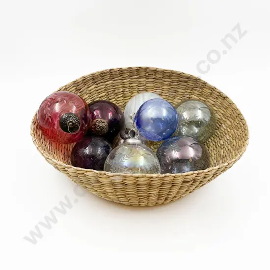 Basket of Assorted Glass Baubles