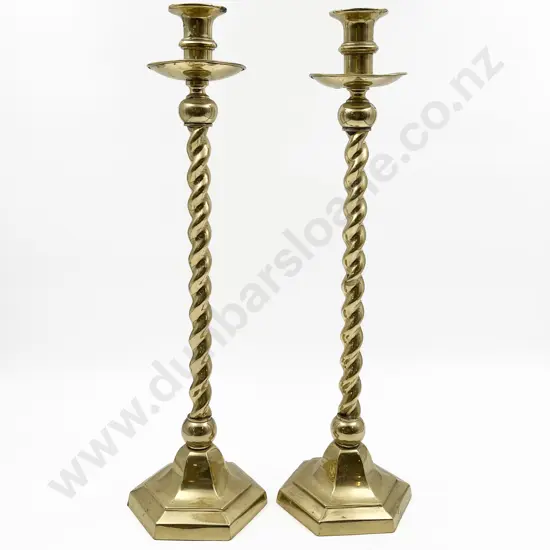 Pair of Brass Barley Twist Candlesticks