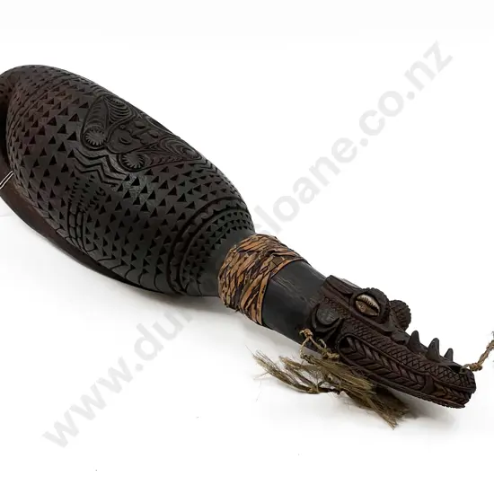 Tribal Carved Alligator Form Container
