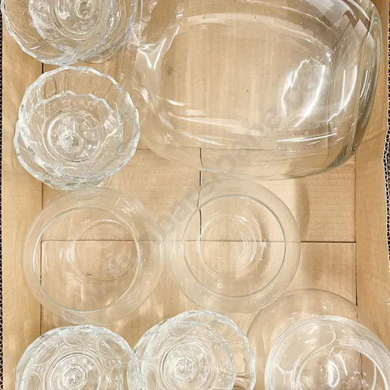 Box of Assorted Glassware Together with Assortment of White Crockery