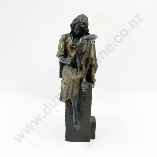 Spanish Bronze Style Sculpture of Lady Reading