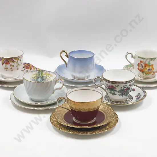 Five Fancy China Trios Including Royal Albert Together with Aynsley Cup/Saucer