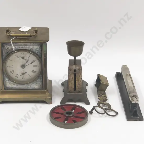 Cartridge Clock Together with Small Scales and Candle Snuffers etc