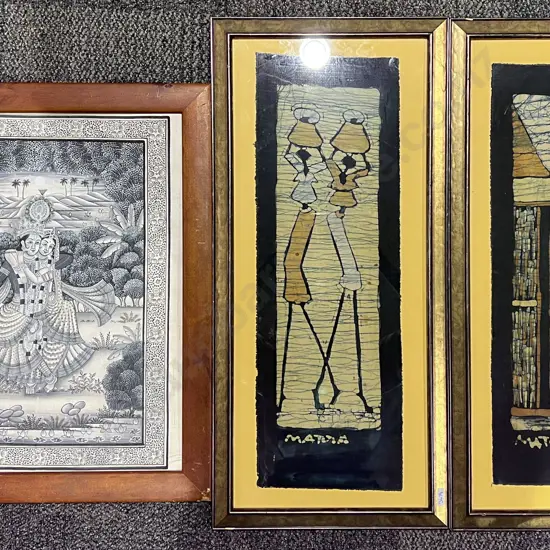 Three Framed Batik Works