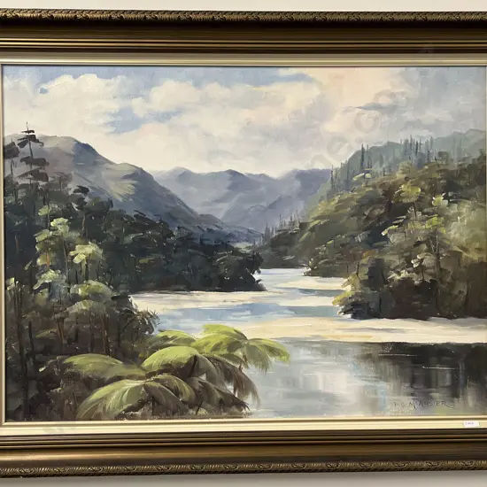 P.O. Mcalister - River Landscape - Oil On Board