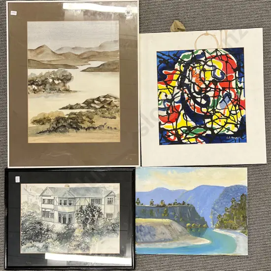 Two Framed W/C Together with Two Loose Works