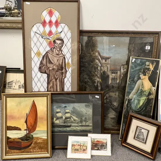 Six Assorted Framed Works and Two Loose