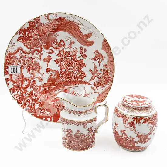 RCD Red Aves Pattern Ginger Jar Cake Plate & Cream Jug
