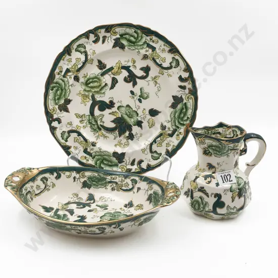 Masons Chartreuse Pattern Cake Plate Jug & Dish