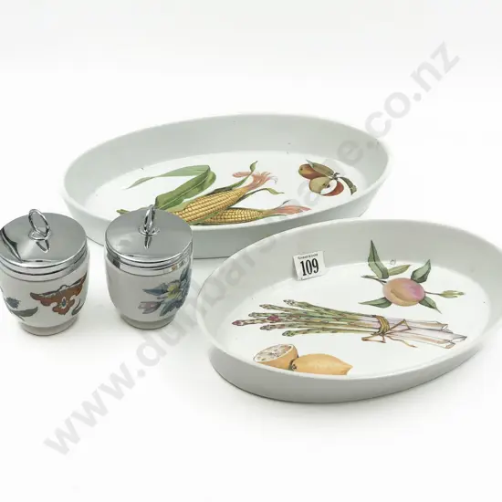 Two Royal Worcester Serving Dishes with Two Egg Coddlers
