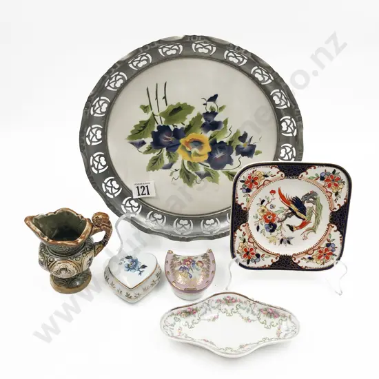 Early WMF Metal and Porcelain Tray with Assorted