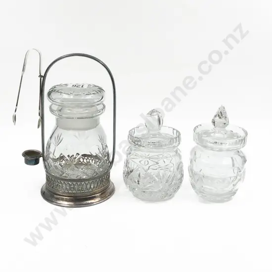 Crystal Pickle Jar & Two Preserve Pots