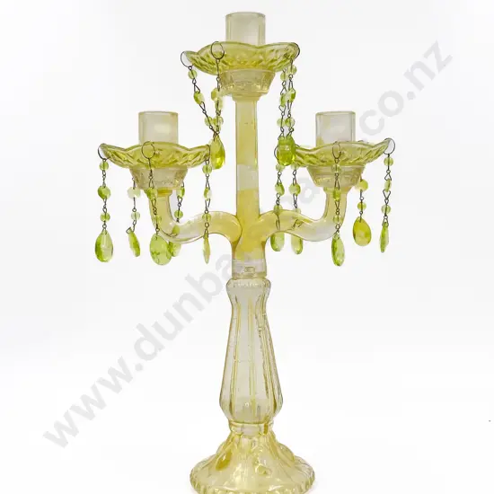 Pressed Glass Three Light Candelabra