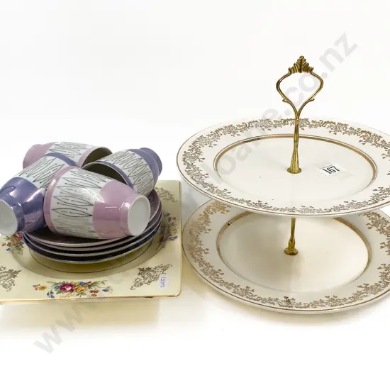 Small Quantity of Assorted China Including Two Tier Cake Plate