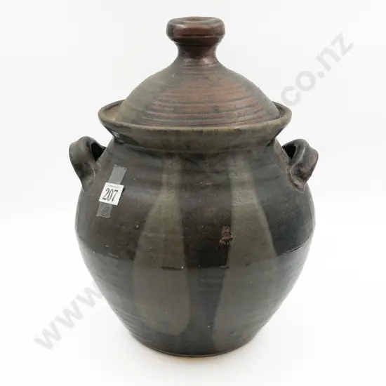 Large Pottery Lidded Crock