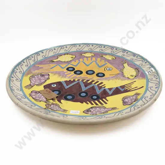 Large Hand Painted Pottery Charger