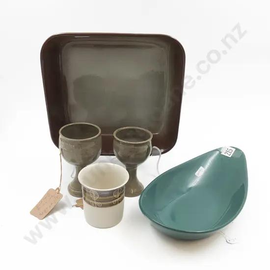 Small Quantity of Assorted Pottery and Stoneware Including Pair of Juliet Peter Goblets