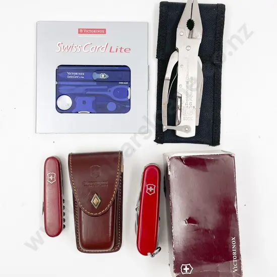 Victorinox Swiss Card and Swiss Army Knife Together with Two Others
