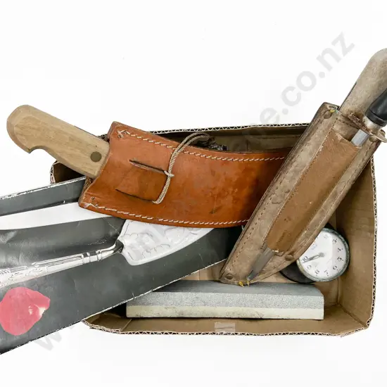 Box of Assorted Incl. Carving Stones & Sharpening Stone Etc.