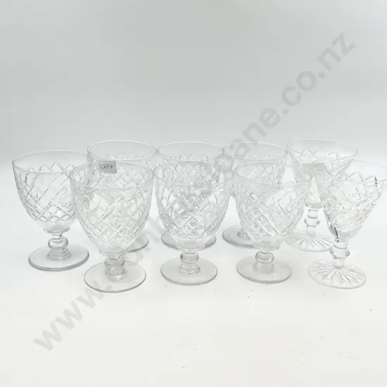 Seven Tudor Crystal Wine Glasses Together with Waterford Crystal Conical Wine Glasses (Small Chip to One)