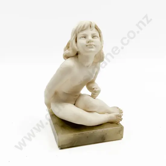 Sculpture of Girl on Hard Stone Base