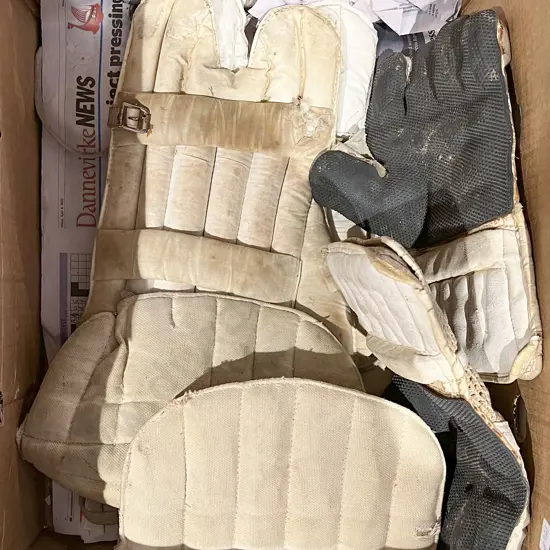 Box of Assorted Vintage Cricket Gear