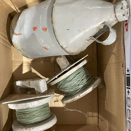 Box of Assorted Vintage Nautical Items Including Ship Reels