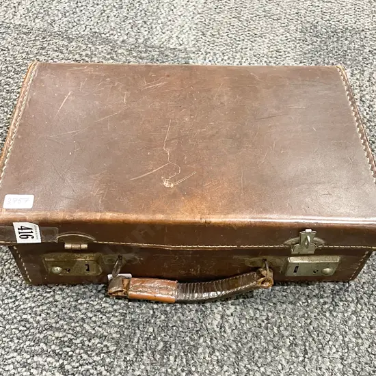 Small Leather Suitcase and Collar Box