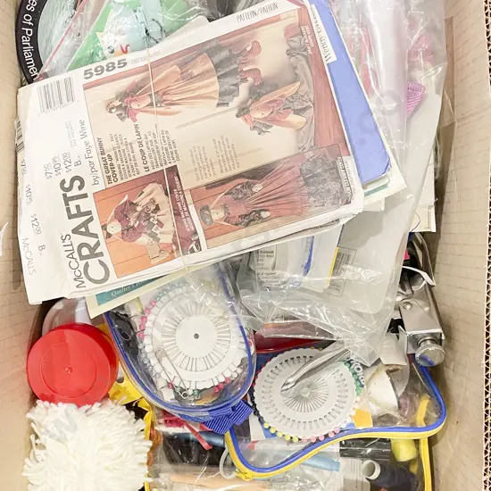 Box of Assorted Sewing Accessories