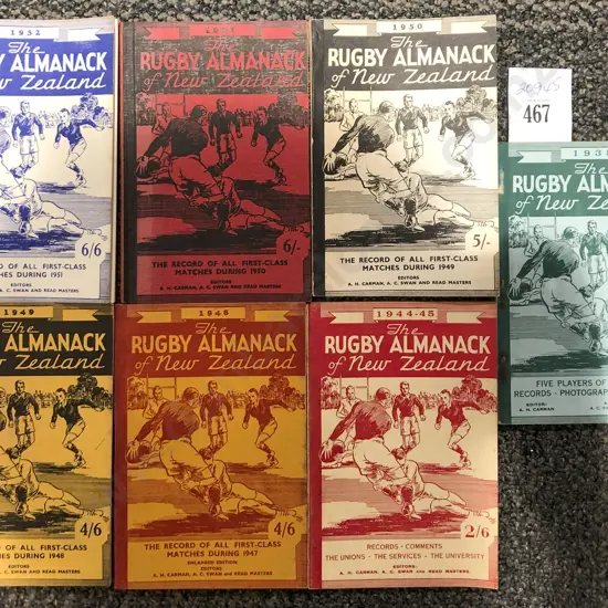 Seven Assorted Rugby Almanacs of NZ