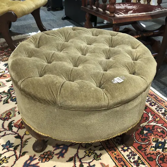 Circular Buttoned Footstool