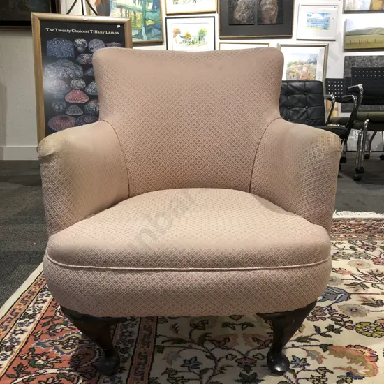 Upholstered Low Armchair with Cabriole Legs