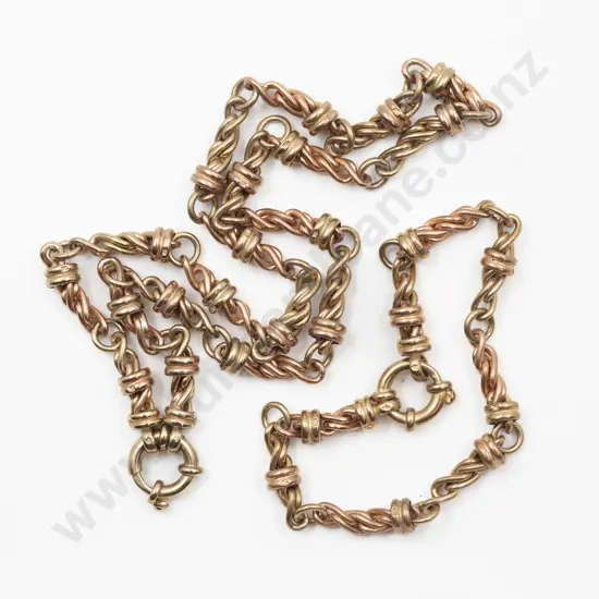 9ct Tri-Colour Gold Fancy Cable Link Neck Chain and Bracelet