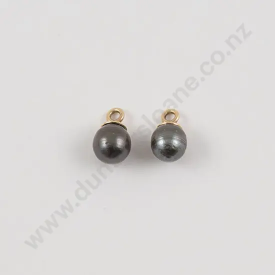 Pair 9ct South Sea Black Pearl Earring Hoop Hangers