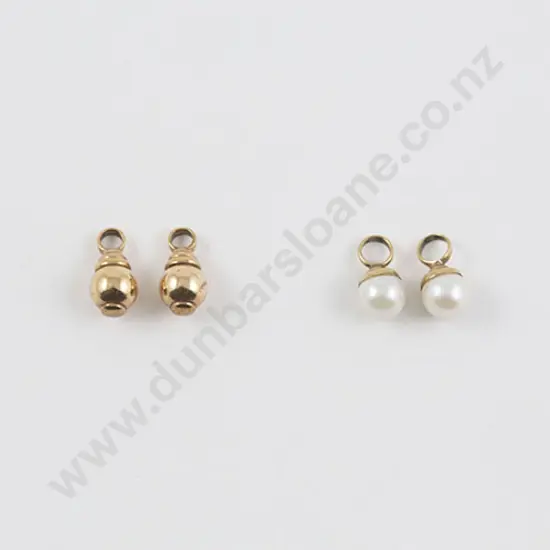 Pair 9ct 'Ball' Earring Hoop Hangers and Pair Cultured Pearl Hangers