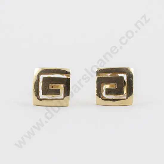 Pair 14ct Key Pattern Stud Pierced Earrings