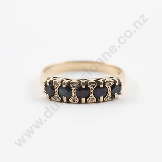 9ct Five Stone Sapphire Bridge Ring