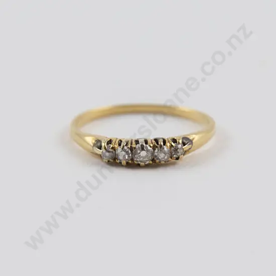 Victorian 18ct Five Stone Diamond Bridge Ring