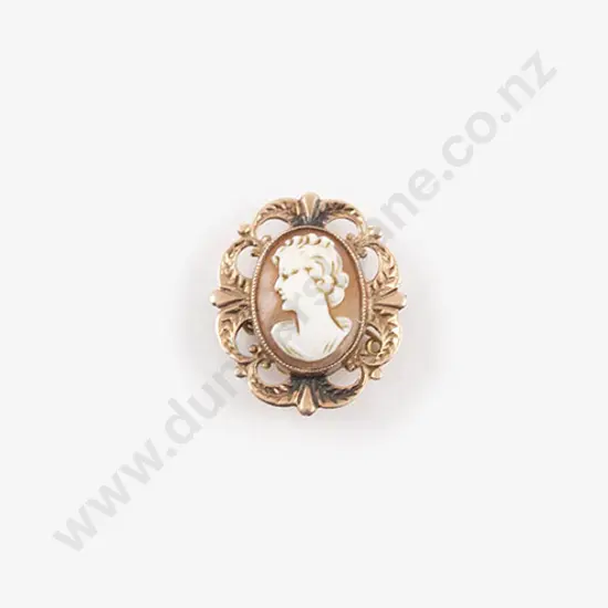 9ct Fancy Framed Portrait Cameo Brooch