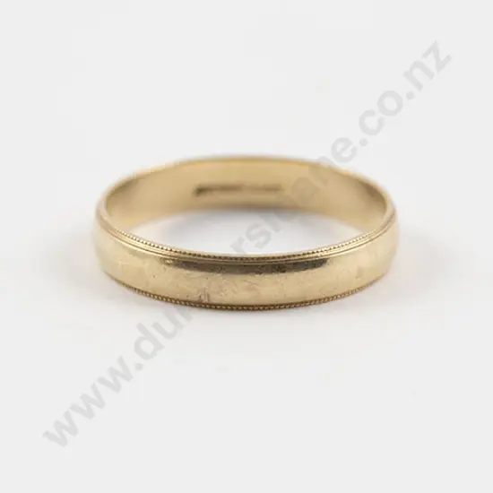 14ct Fine Bead Edged Wedding Band