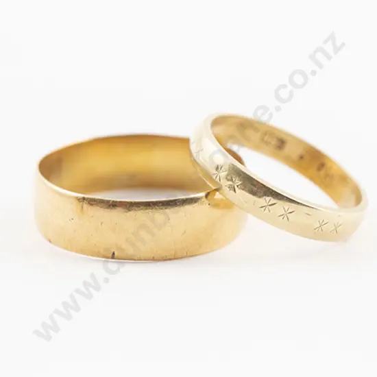 Two 18ct Plain Wedding Bands