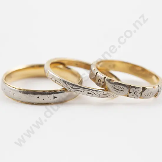 Three 18ct and Platinum Wedding Bands