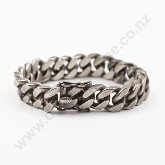 Heavy .925 Silver Flatten Curb Link Bracelet