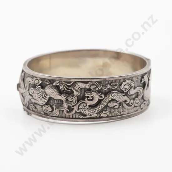 Vintage German S/S Wide Hinged Snap Bangle